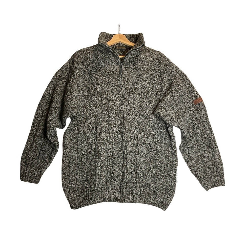 P.G. Field Vintage 100%‎ New Wool 1/4 Zip Mock Neck Chunky Outdoor Fisherman L